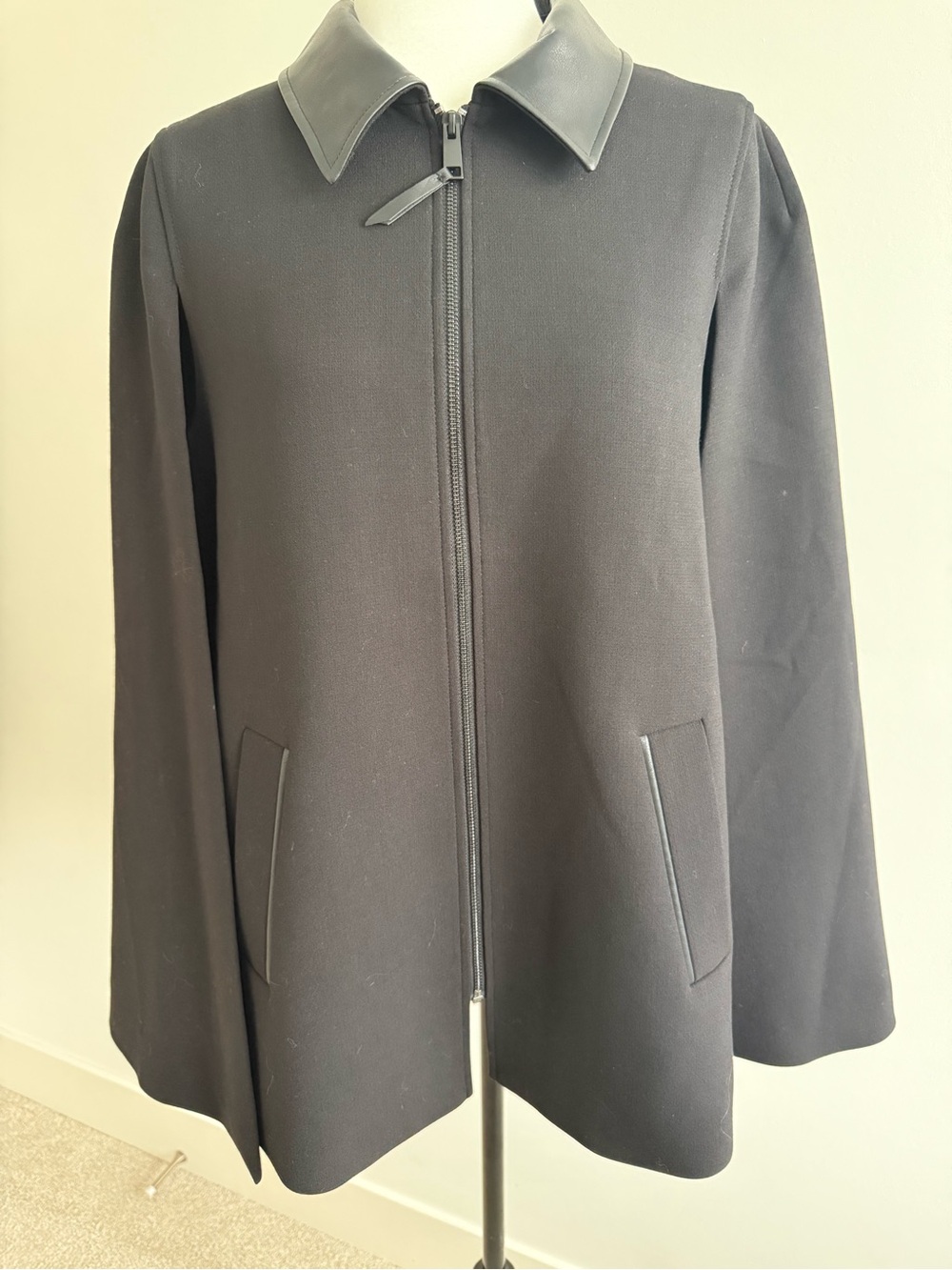 Melanie Lyne Classic Black Zip-Front Women's Cape Jacket